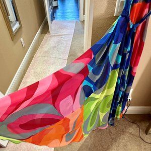 Musette Bright Colorful Lined Long Maxi Dress Gown 4 Blue Green Red Pink Orange